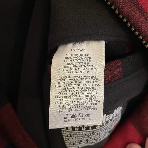 Pendleton Men SZ XL Red/Black Buffalo Checked 3M Thinsulate Zip Up Jacket Vest - Picture 10 of 10